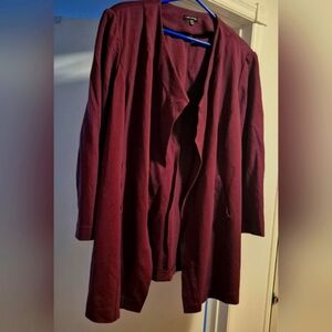 Lane Bryant women's 22/24 3X burgundy open front ponte rainfall blazer EUC